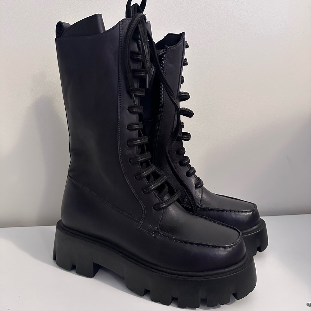 Free People Charcoal Lace Up Boots - Picture 8 of 11
